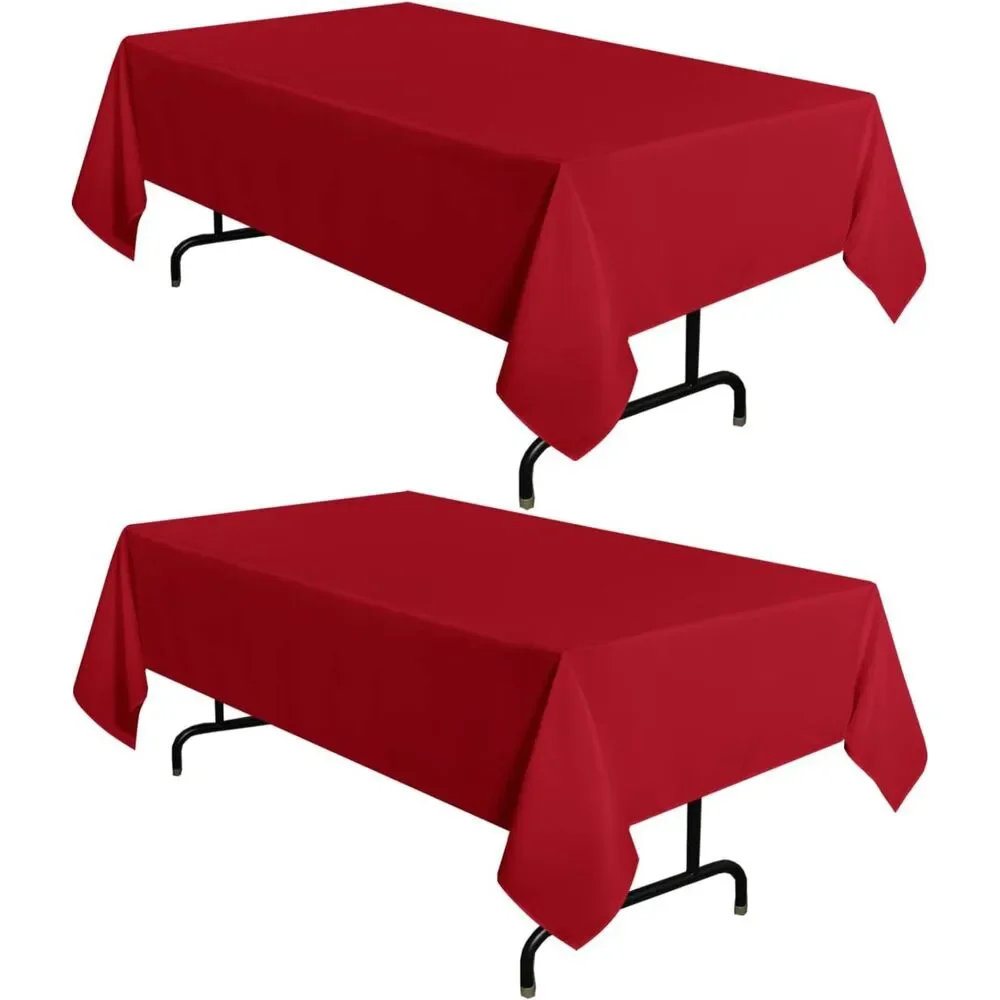 2 Pack Red Tablecloth 60 x 84 Inch, Rectangle, Washable, Polyester